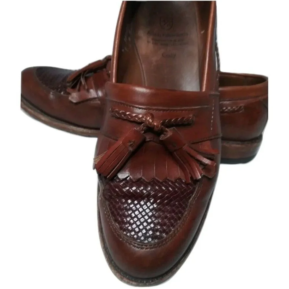 Allen Edmonds Cody Tassel Kiltie Loafers Shoes Men's 8.5 D Brown Woven Top